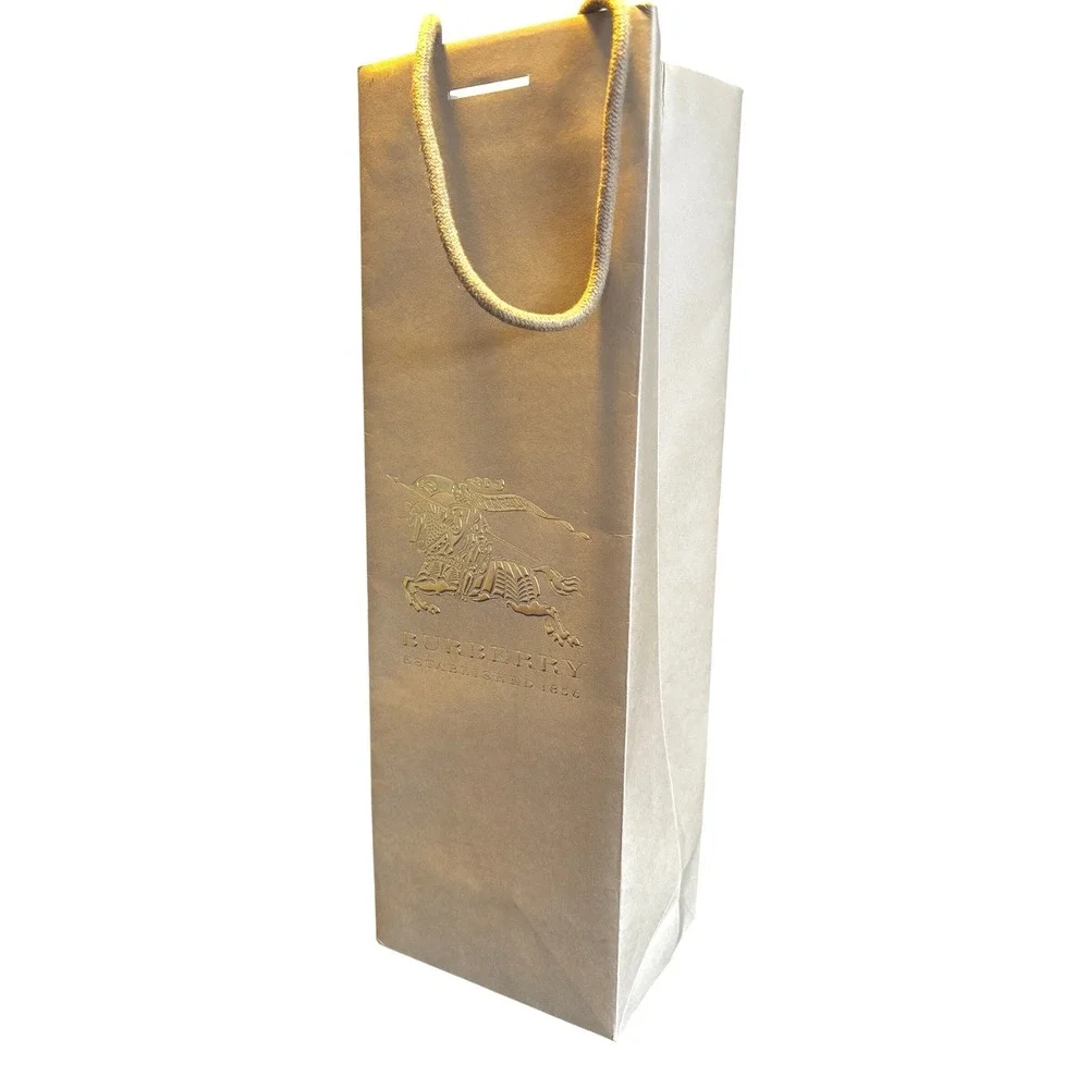 Burberry Gold Foil Logo Wine Gift Bag 1856 Prorsum Knight Gold Rope‎ Handles